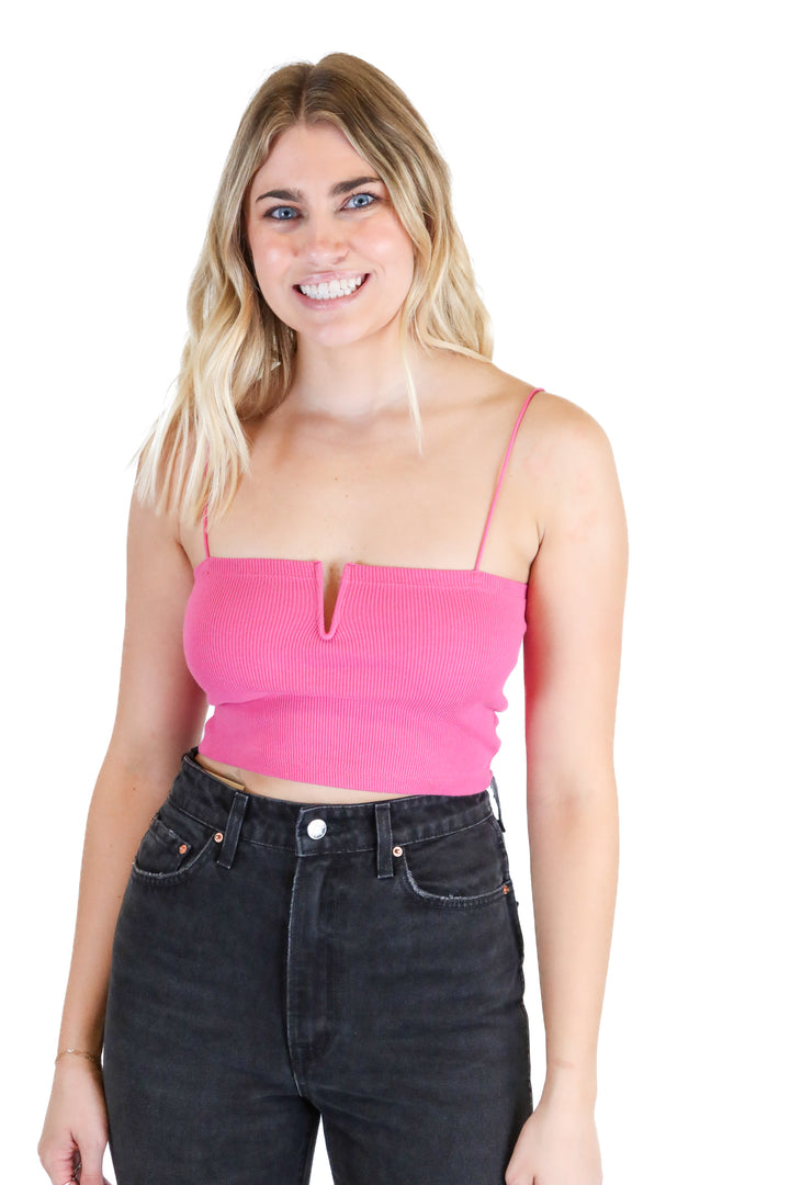 Zara pink ribbed crop top (M)