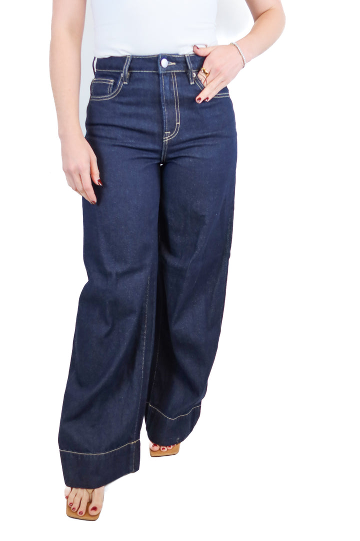 vici dark wash high rise wide leg pants NWT (25; retail $74)