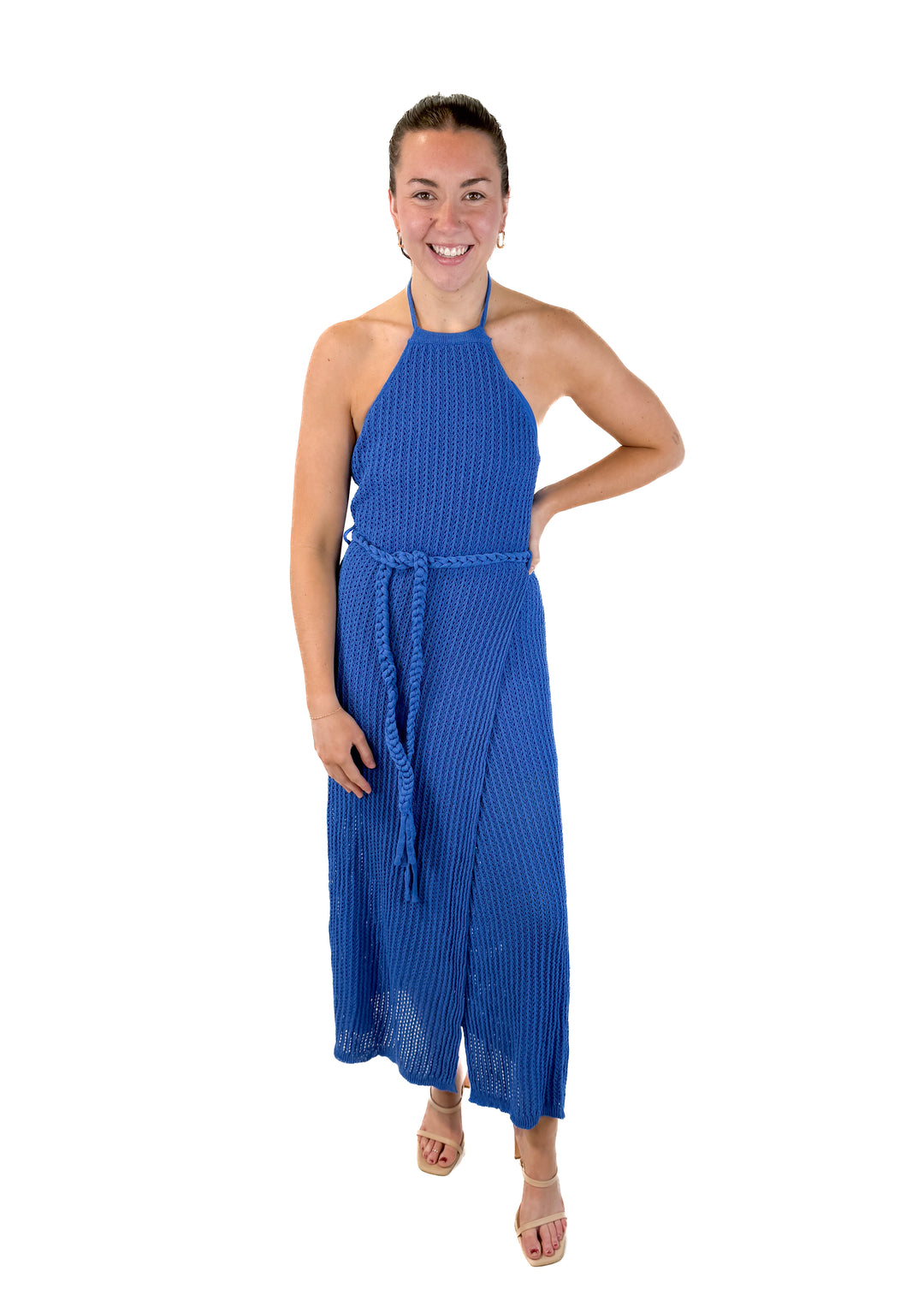 Vici blue knit halter maxi dress NWT (retails for $120)