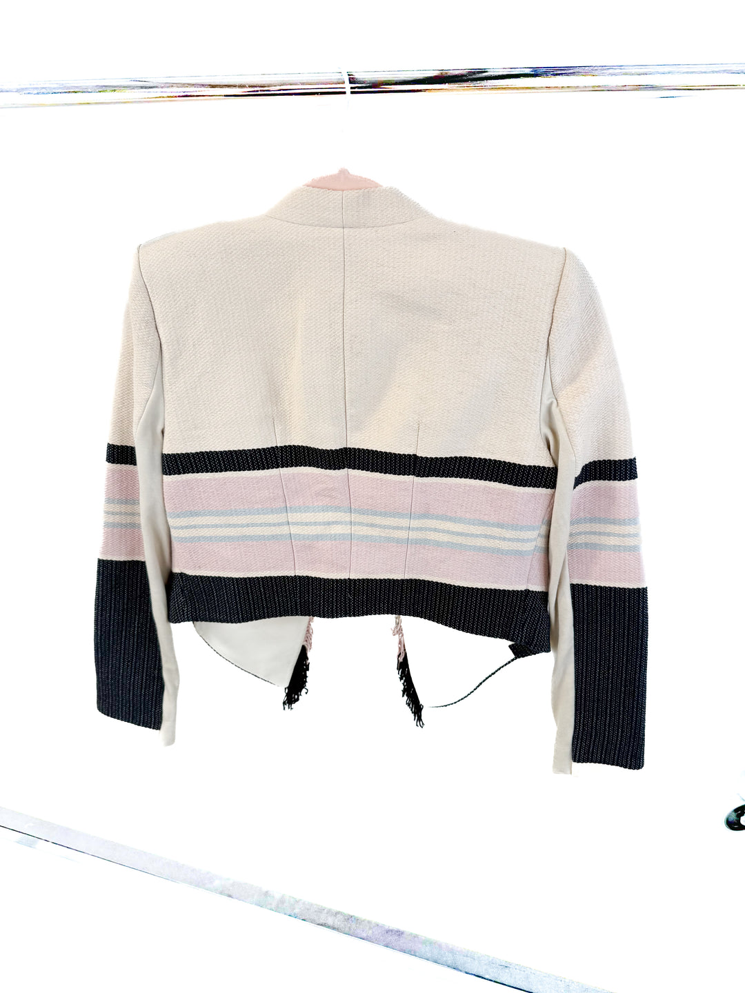 bcbg striped cropped blazer (m)