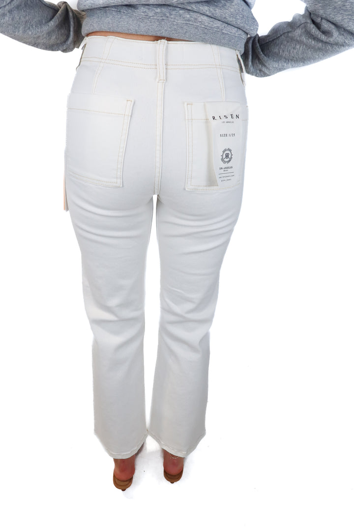 Risen white/tan jeans NWT (25; retail $59.99)