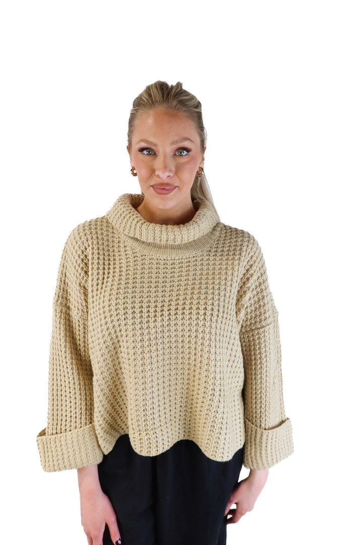 Goodnight macaroon beige turtleneck sweater (L)