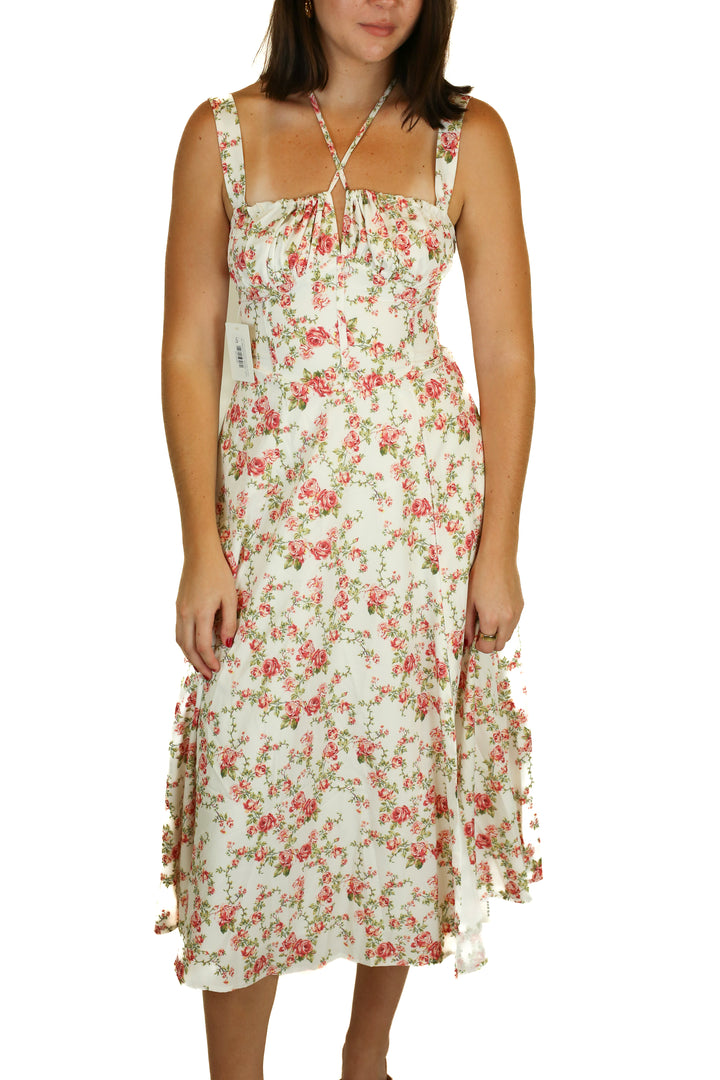 commense floral corset midi dress (M) NWT