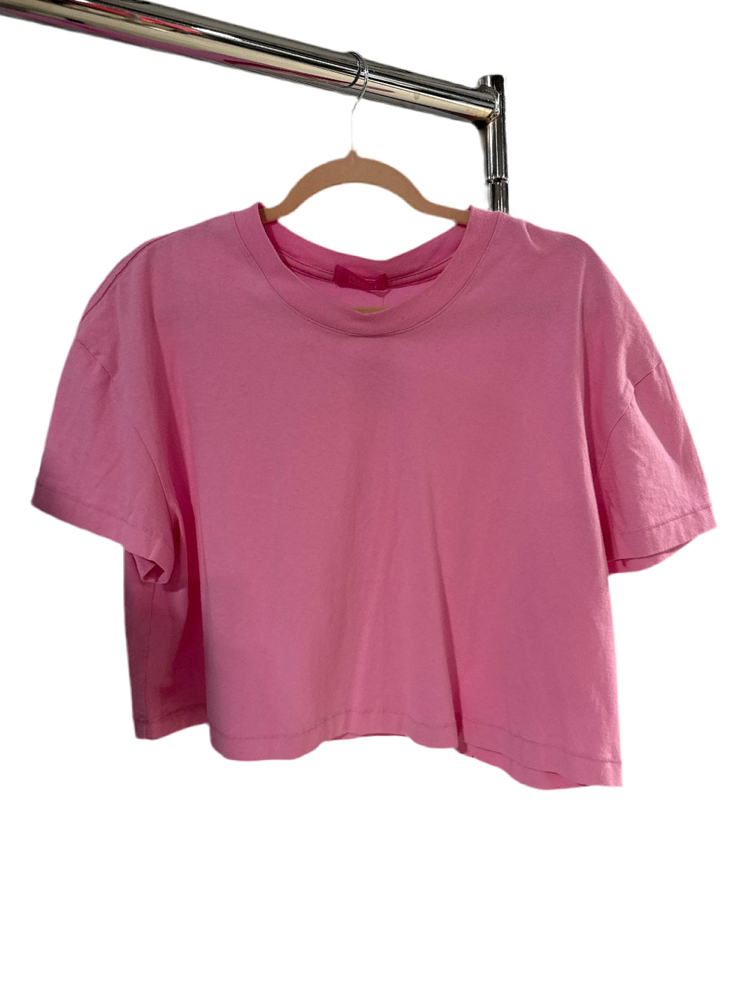 SOLD: nuuds pink cropped tee (L; retail $48)