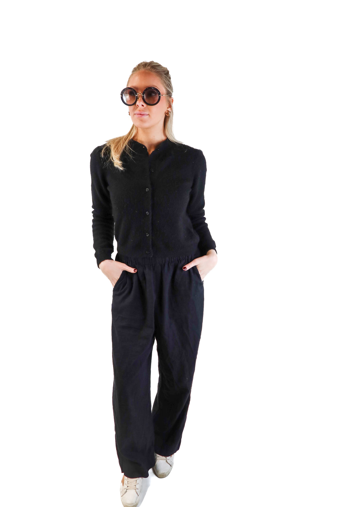 Miu miu round black crystal sunglasses (retail $418)