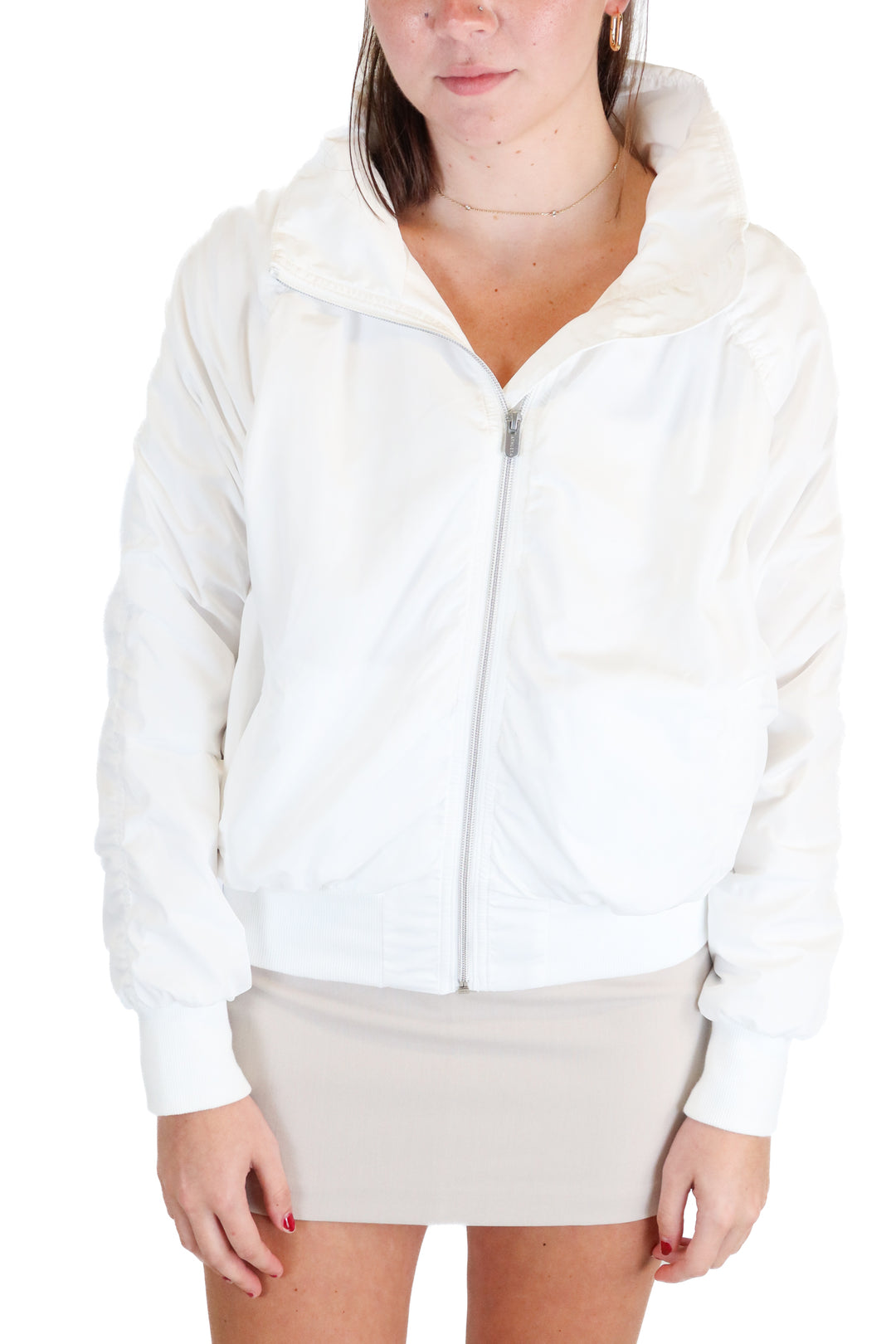 athleta white bomber jacket  NWT (M; retail $159)