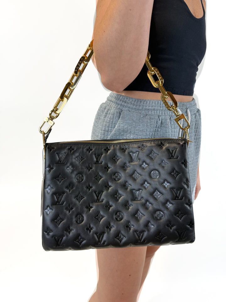 Louis Vuitton Coussin MM Empreinte Black Lambskin LIKE NEW (retail $5,550)