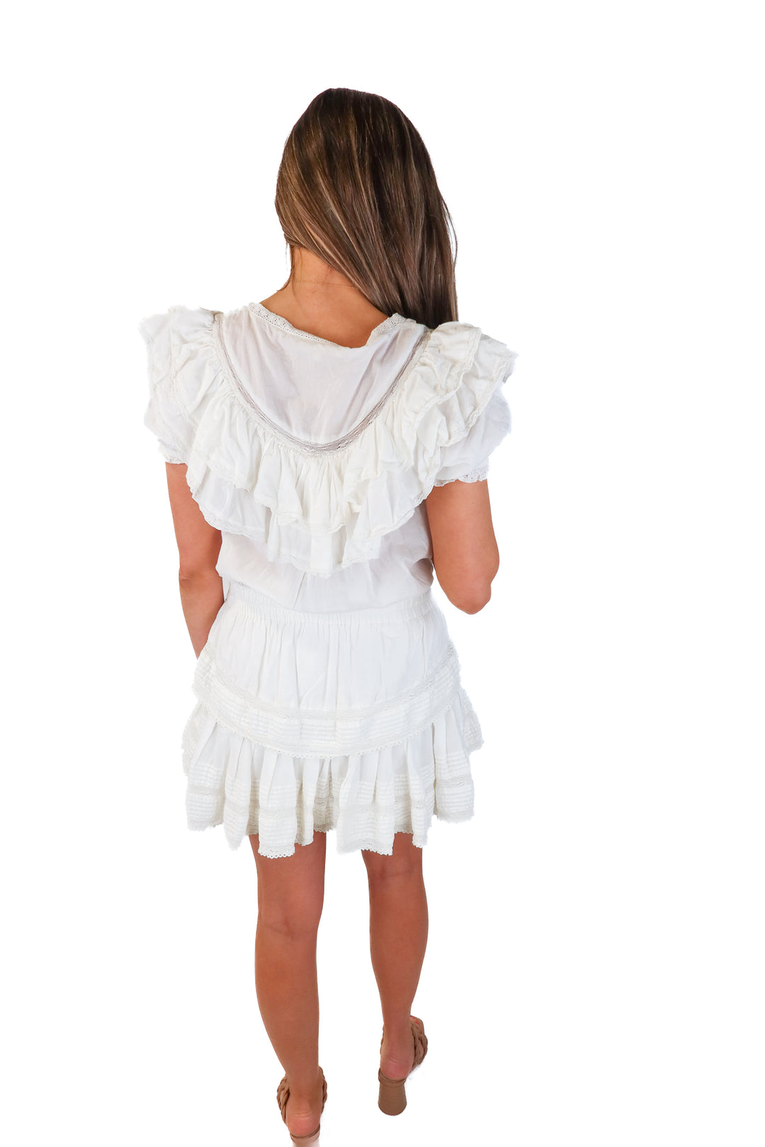 love shack fancy white ruffle dress (xs)