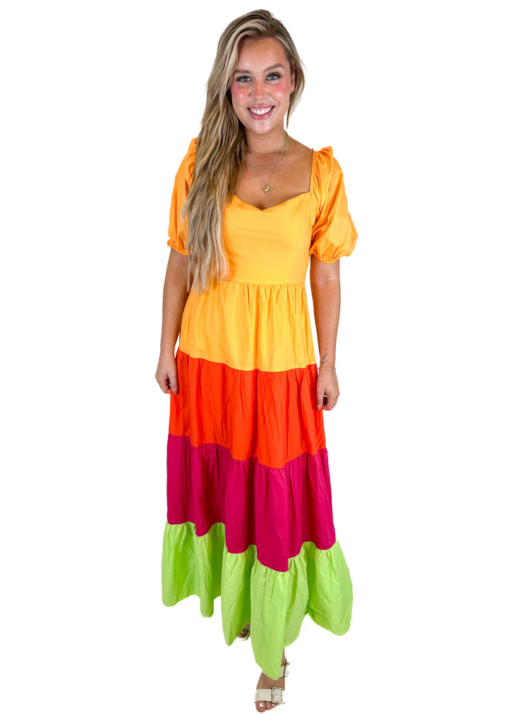 Flying Tomato Color Blocked Maxi Dress (L)