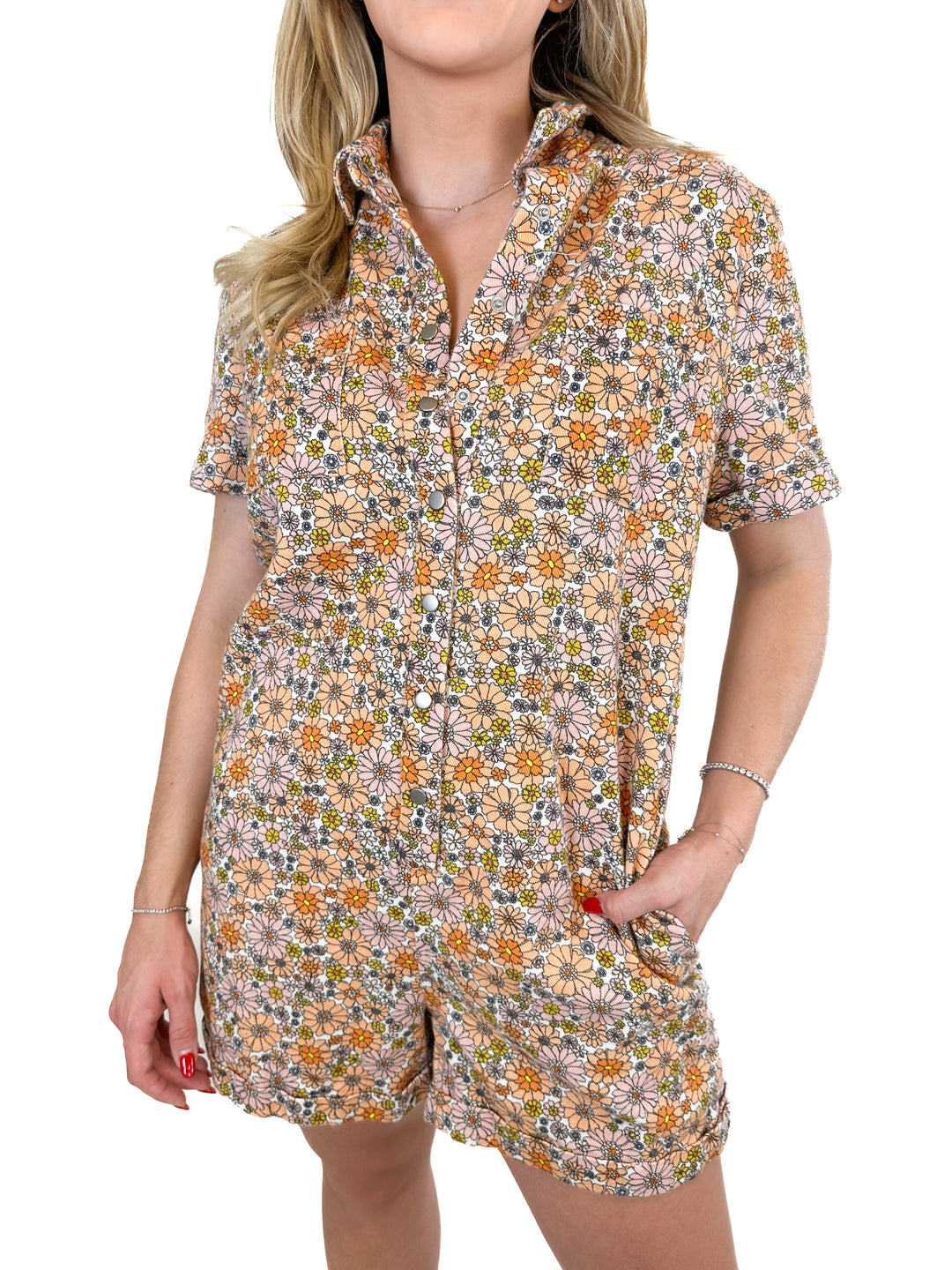 Storia Floral Denim Romper (S)