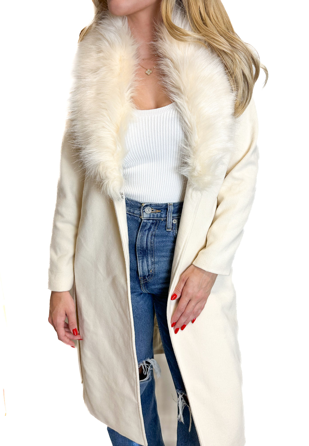 Ivy City Co. Cream Coat with Fur Collar NWT (XXS)