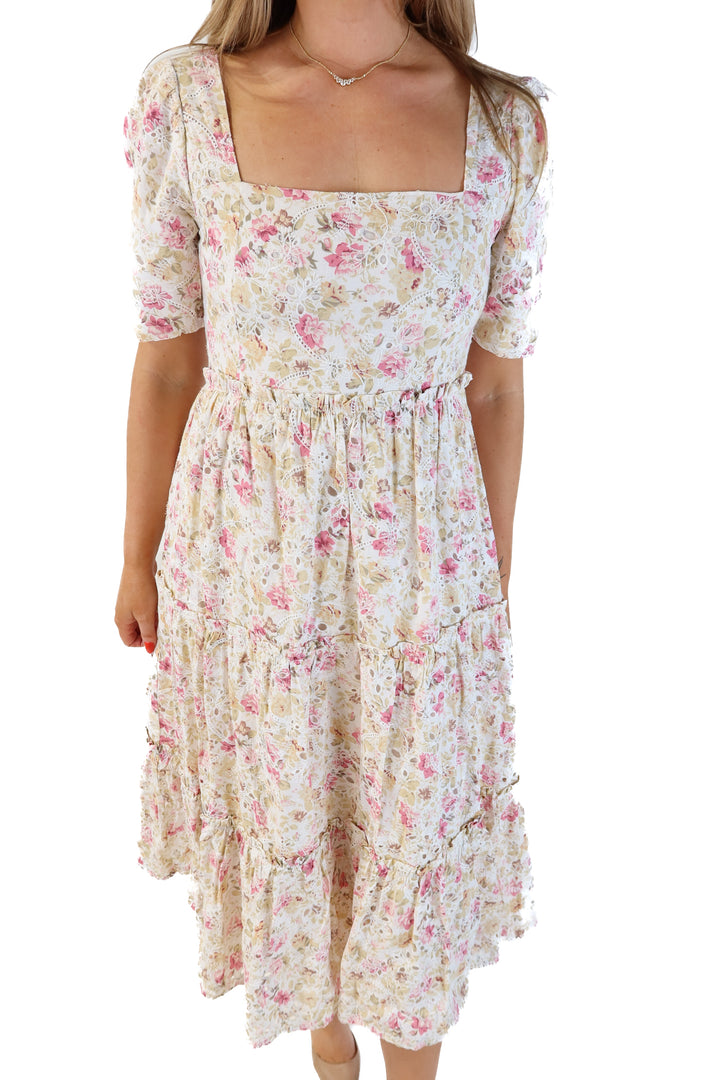 Just me pink floral maxi dress (s)
