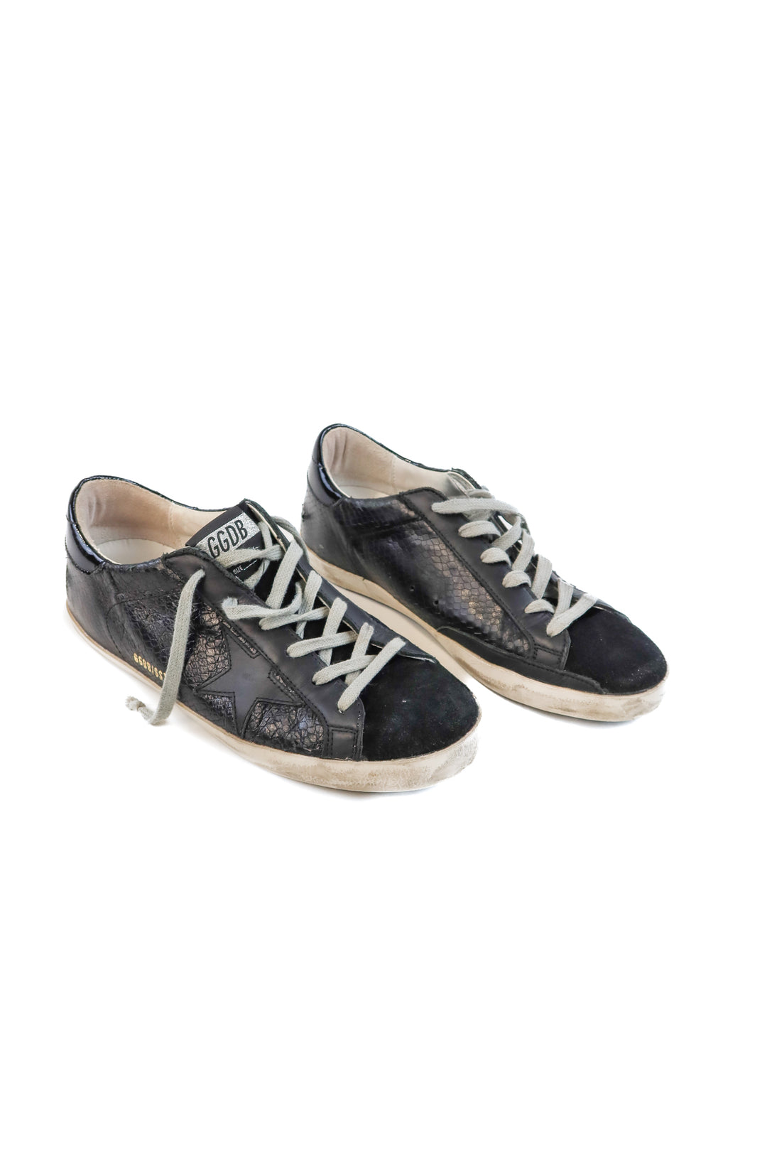 golden goose Superstar deluxe black snakeskin sneakers (40; retail $645)