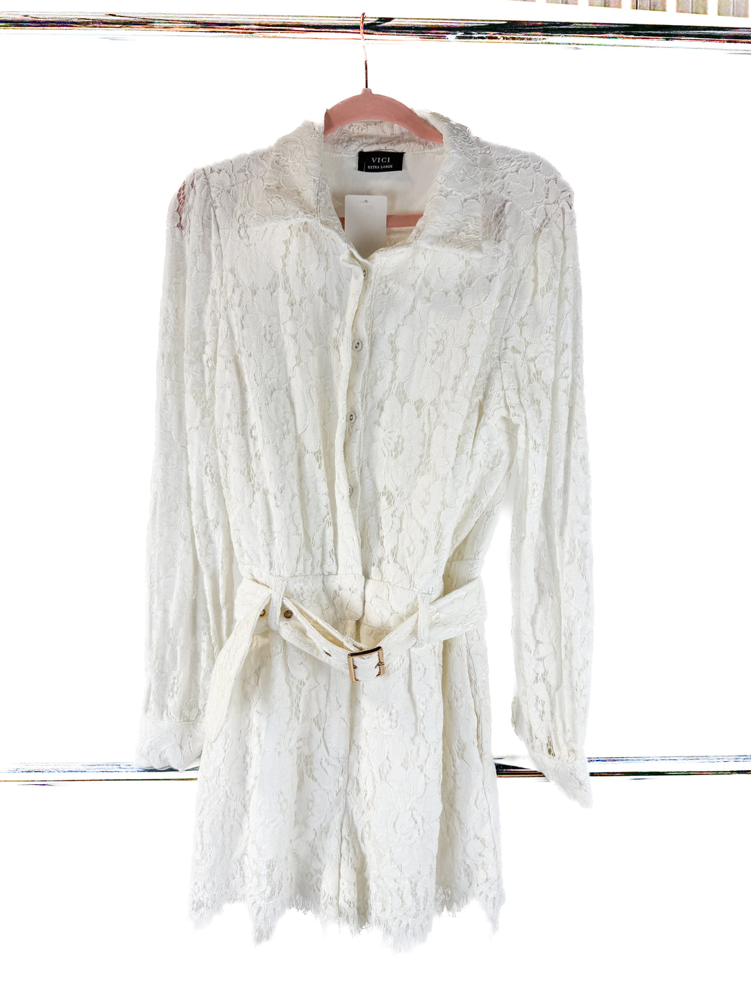 vici white lace romper (XL)