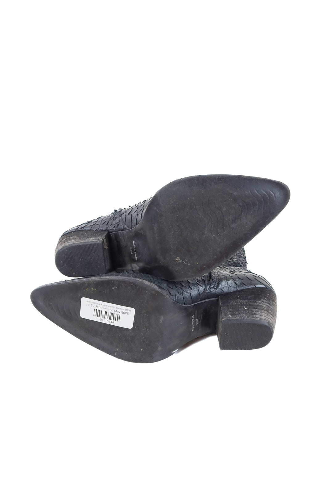 matisse black snakeskin booties (9.5; retail $205)