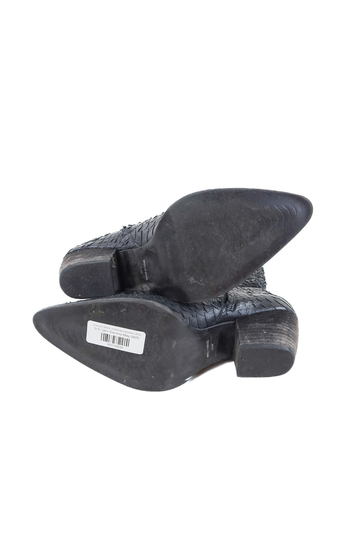 matisse black snakeskin booties (9.5; retail $205)
