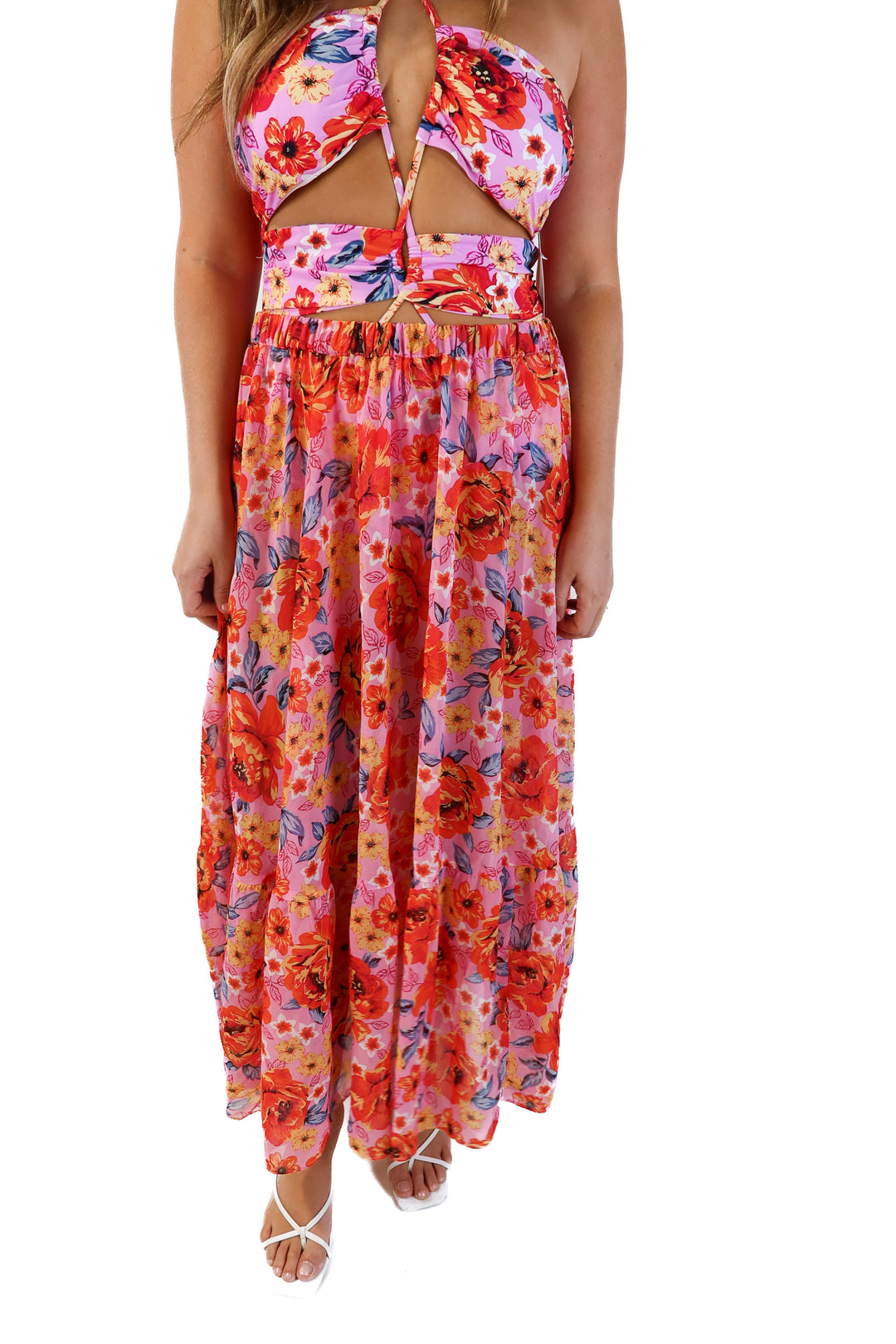 Buddy Love Floral Swimsuit and Cover-Up (M; retails for $88)