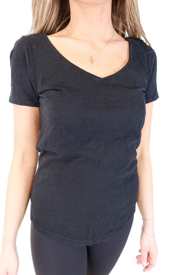 Loft Black Vneck Tee (S)