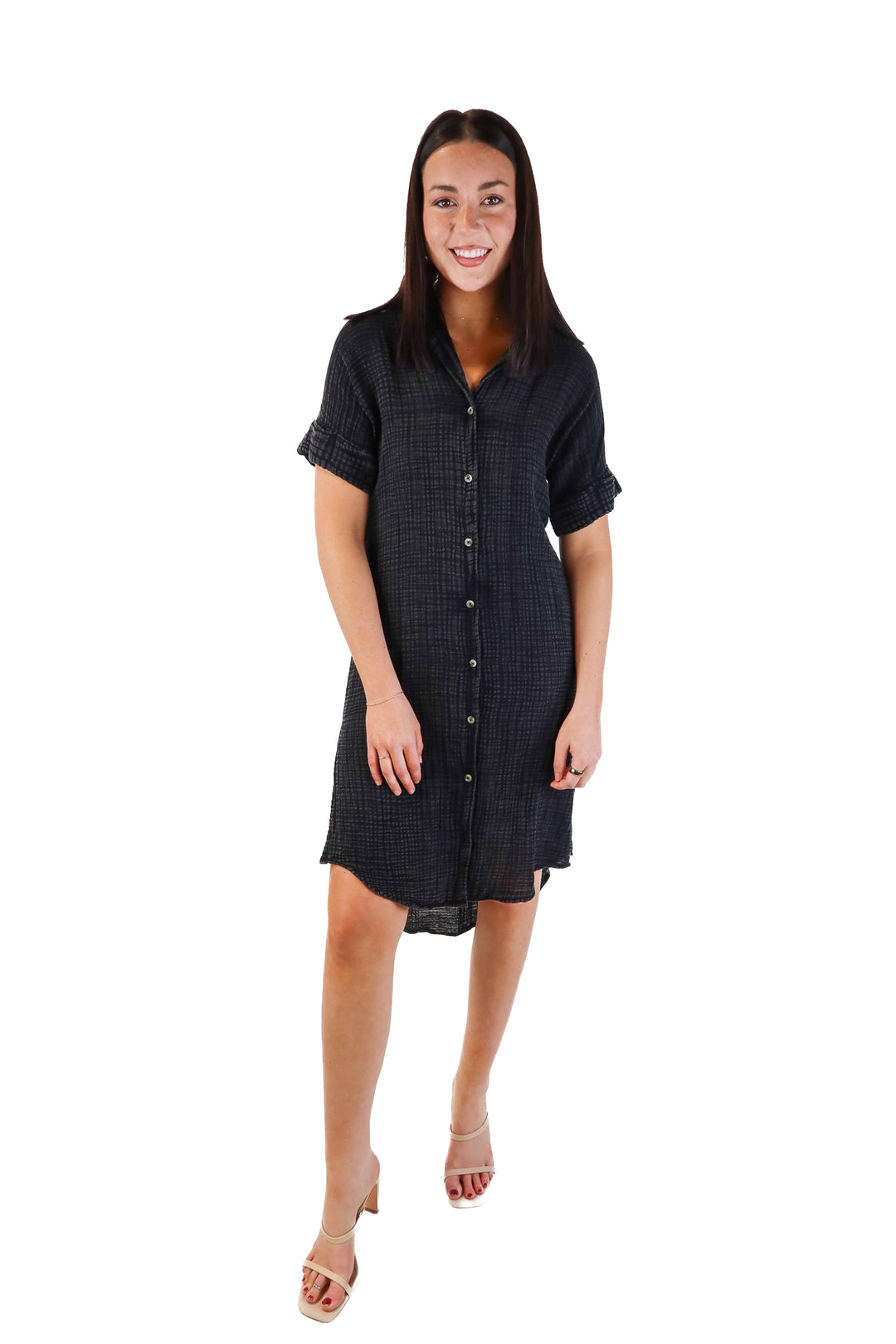 Anthropologie grey gauze shirt dress (s)