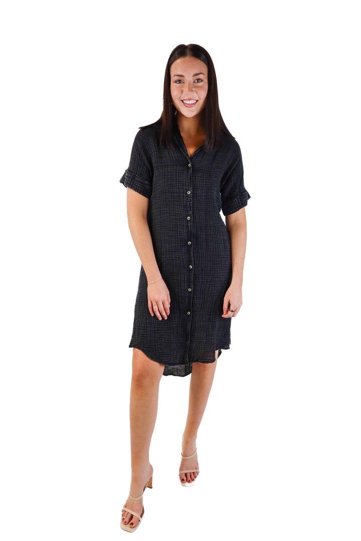 Anthropologie grey gauze shirt dress (s)