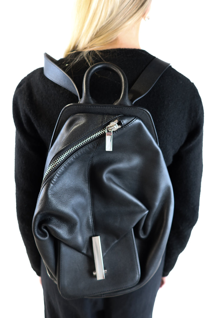Kendall + Kylie black leather backpack