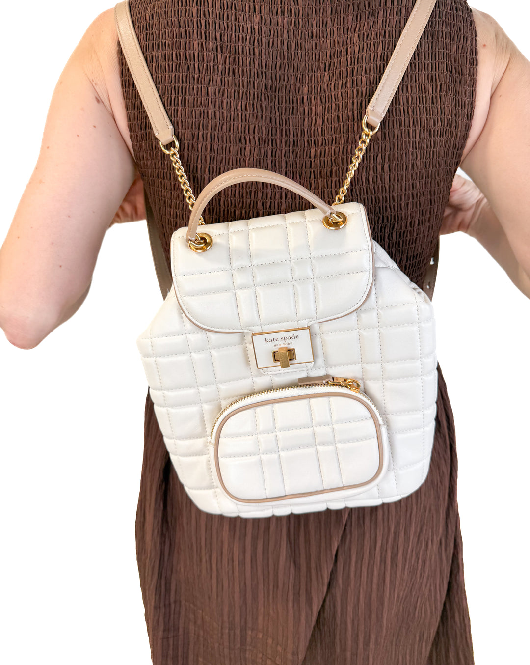 Kate Spade Evelyn Small Leather Backpack in Cream NWOT (retail $495)