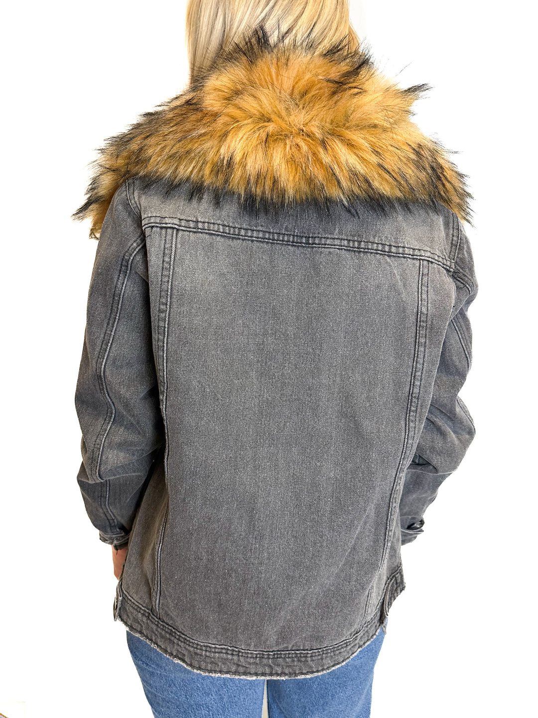 Buddy Love Denim Jacket With Faux Fur Collar NWT (S)