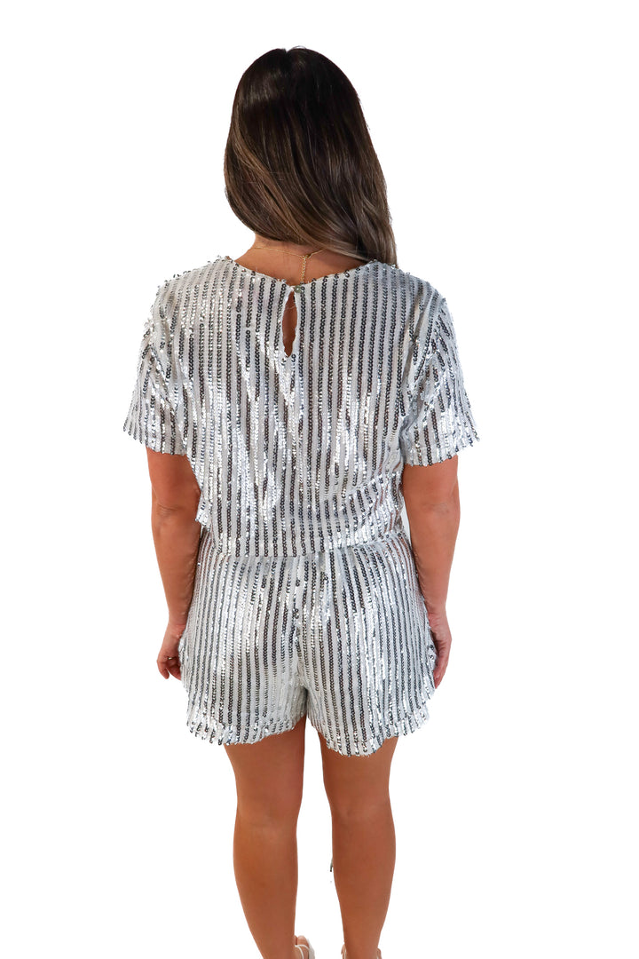 Buddy love white/silver sequin set (s; retails for $108)