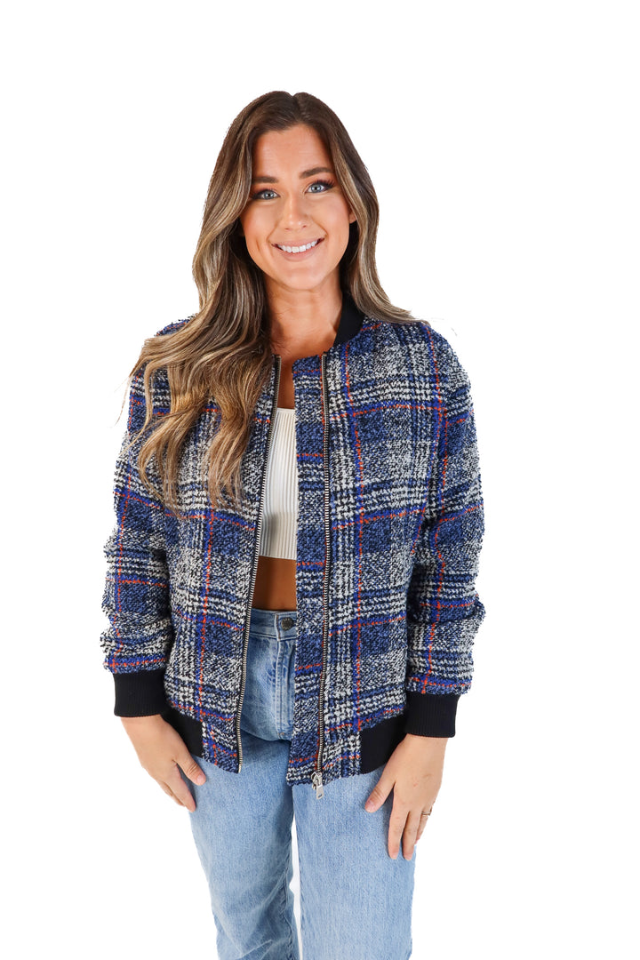 Avec Les filles Plaid Bomber Jacket (S)