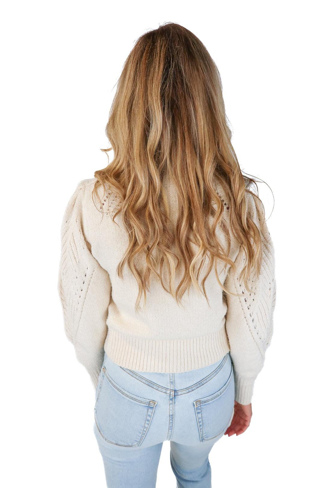 anthropologie cream scalloped sweater (xs; retail $118)