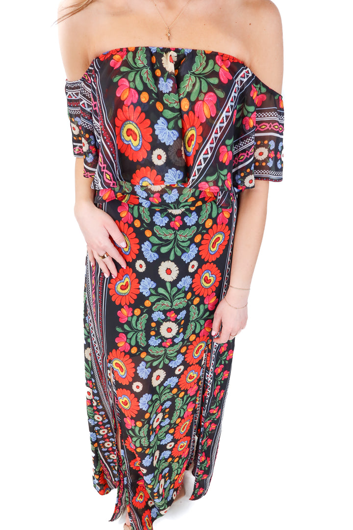 Show Me Your Mumu Black Floral Top & Skirt Set NWT (S; Retail $315)