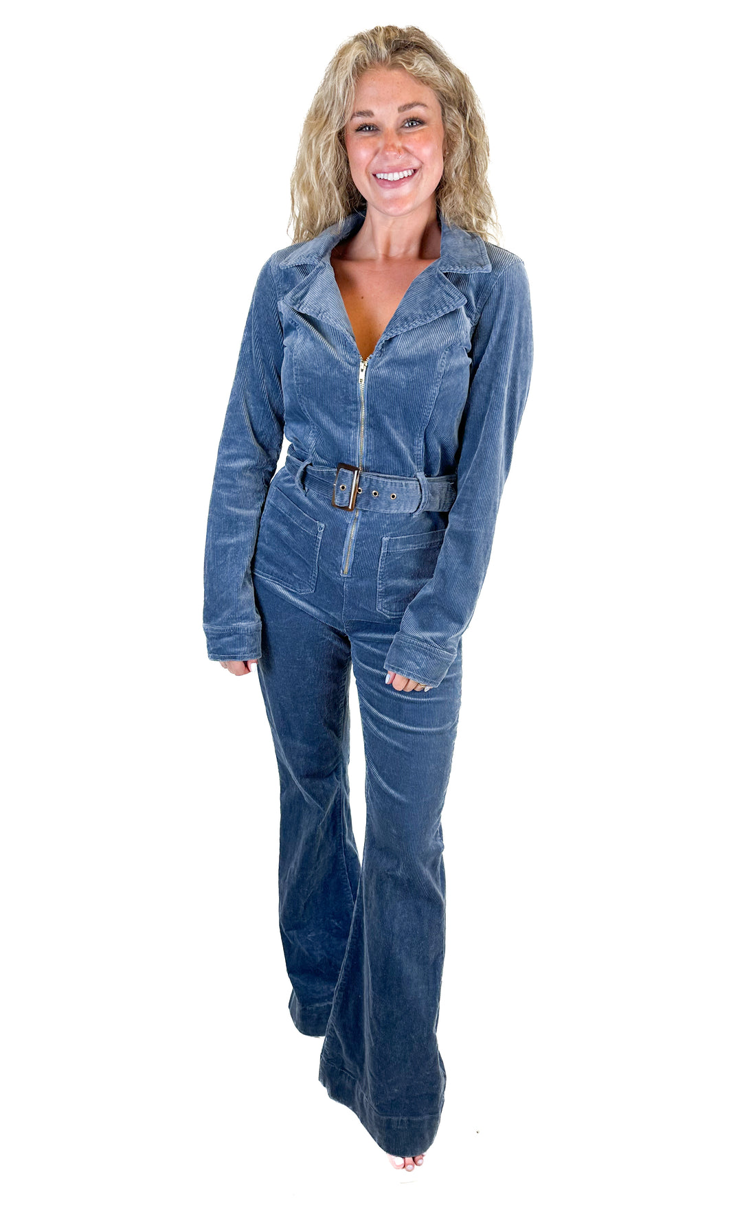 Show Me Your Mumu Blue Corduroy Jumpsuit (L)
