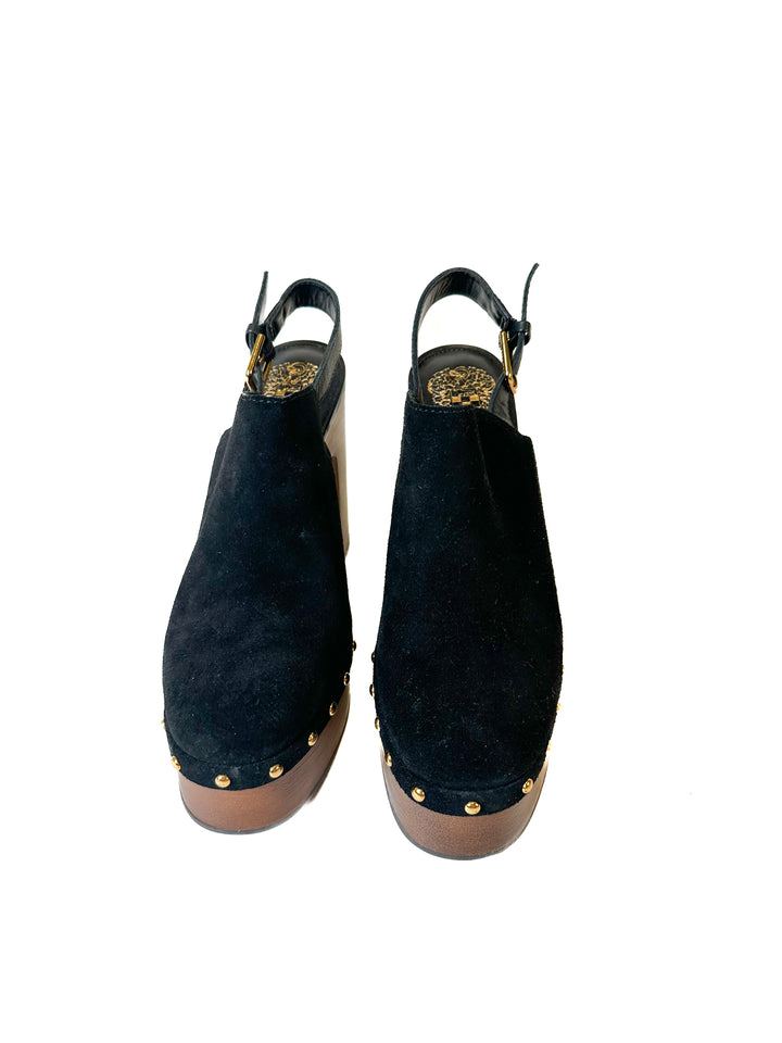 Vince Camuto Black High Heel Clogs NWOT (7)