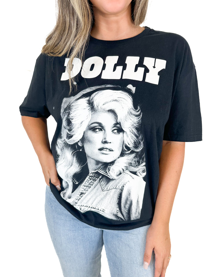 Dolly Parton Portrait Logo T-Shirt Black NWT (XL)