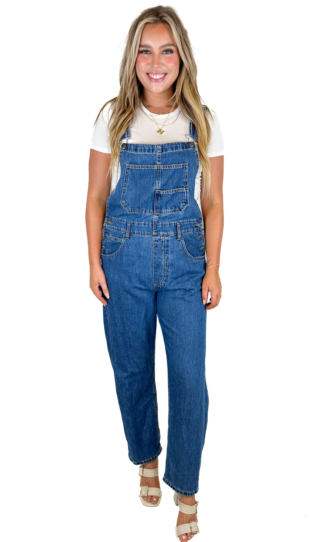 Free People We The Free Blue Ziggy Denim Overalls (M)
