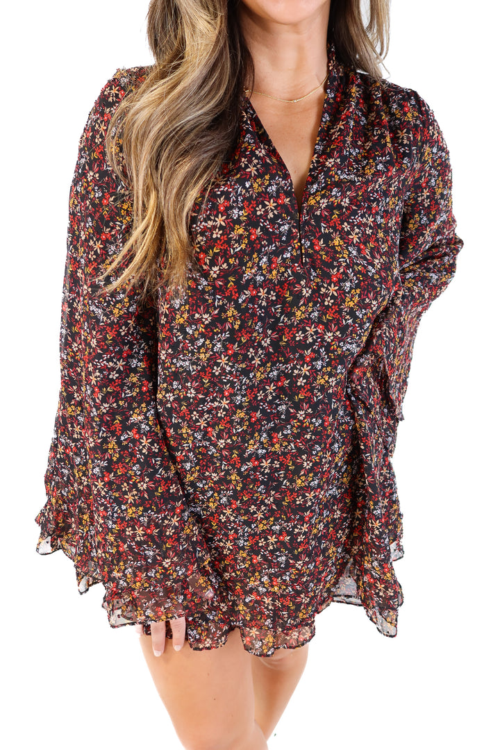 Buddy love dark floral flowy dress (s; retails for $120)
