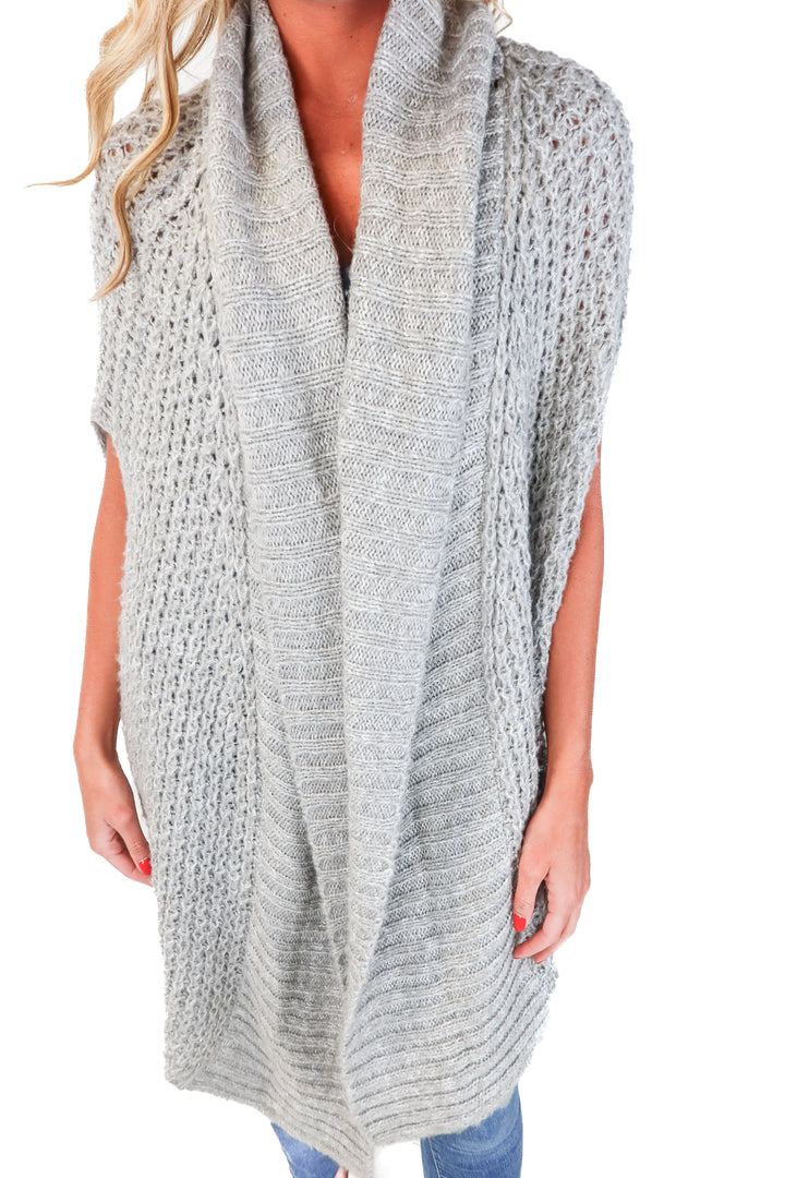 Hinge Gray Open Front Drapey Sweater Vest (XS/S)