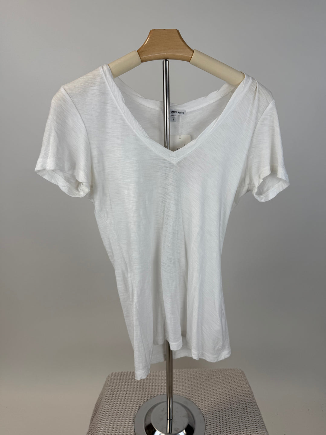 SOLD: James Perse White Vneck Tee (2/M; retail $165)