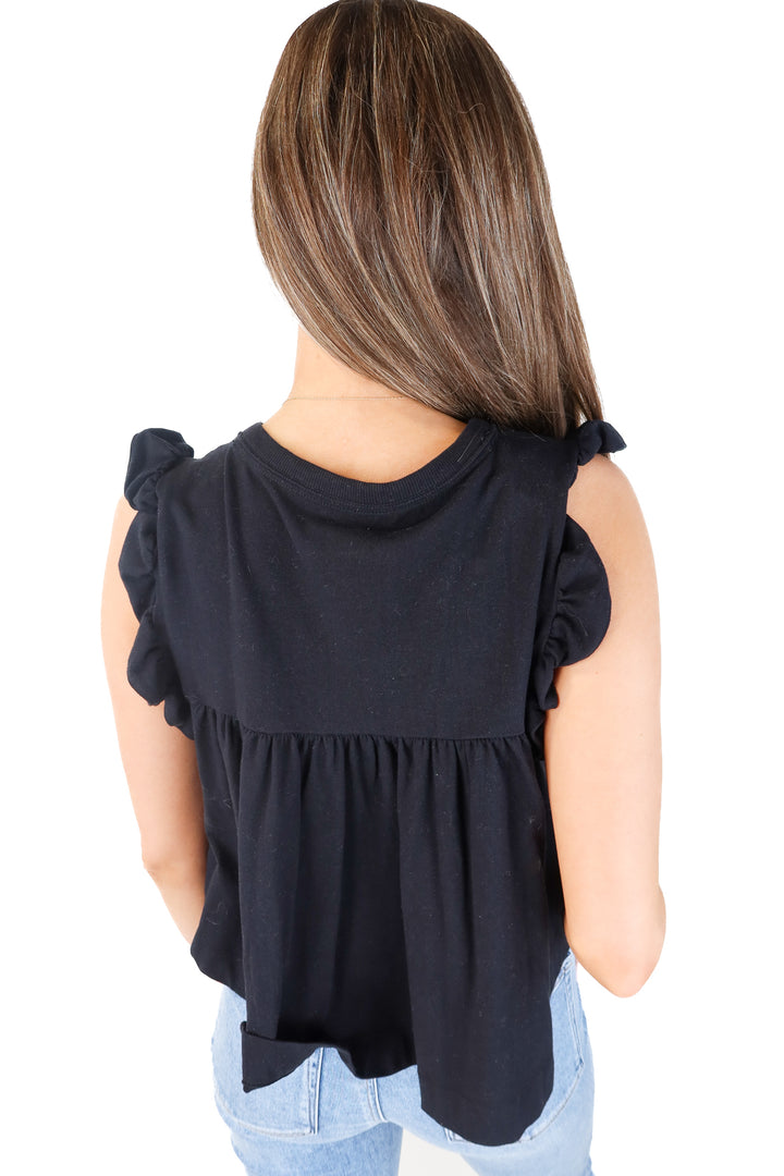 Maeve black ruffle top NWT (xs; retails for $58)