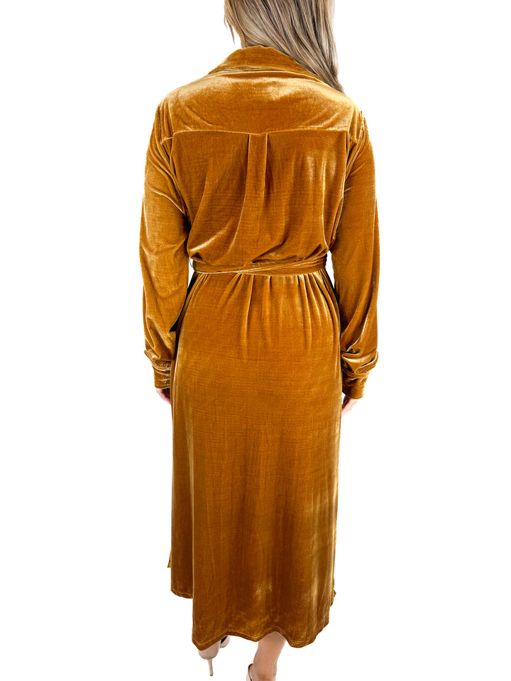 Aura Bronze Velvet Maxi Dress (L)