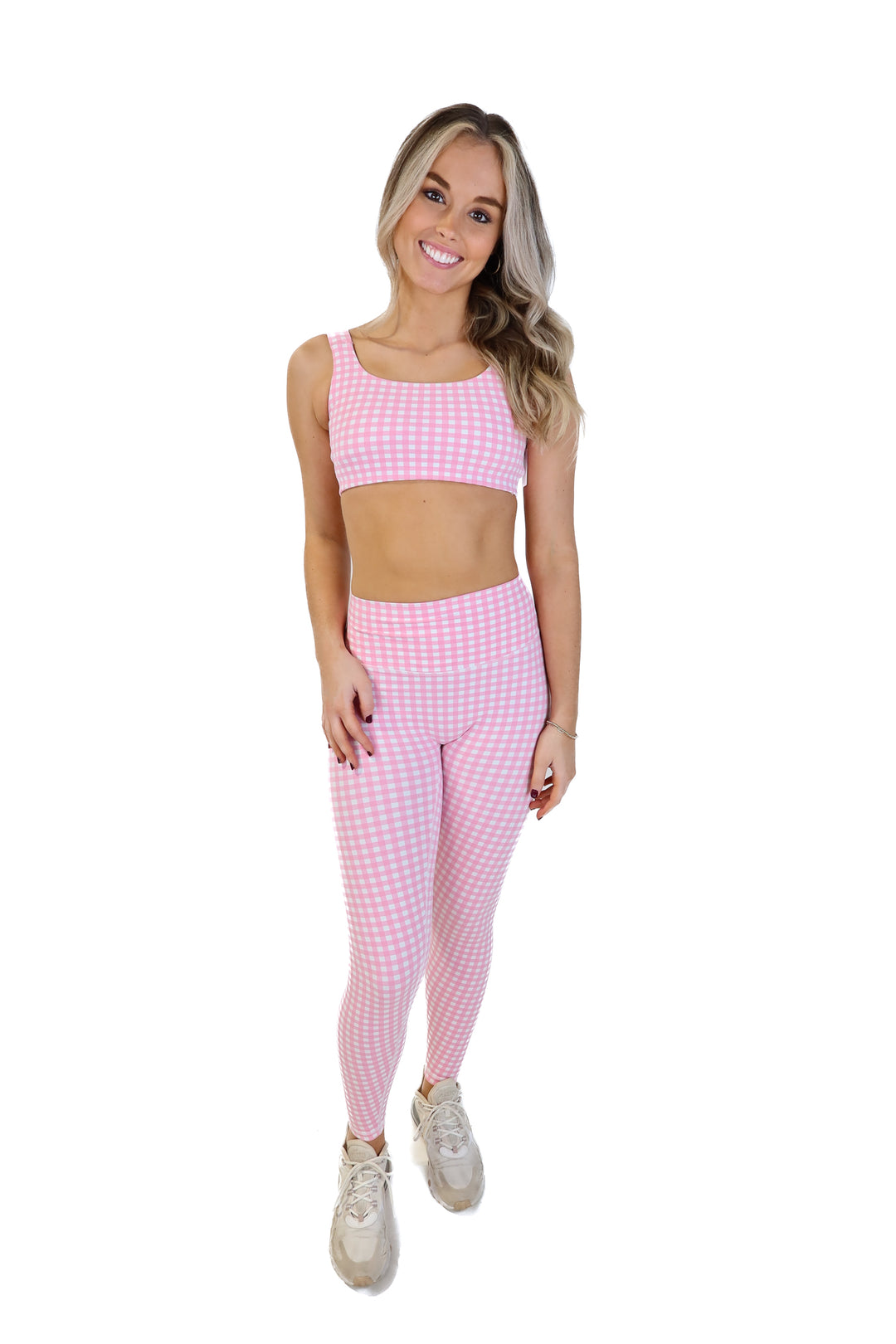 Astoria pink gingham activewear set (s; retail $89)