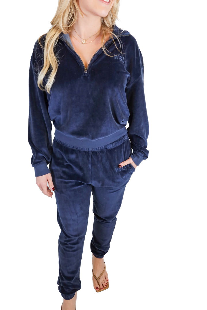 Wsly navy velvet set (S)