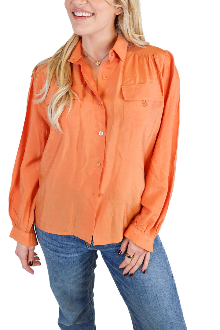 Al'son orange long sleeve button down (S)*