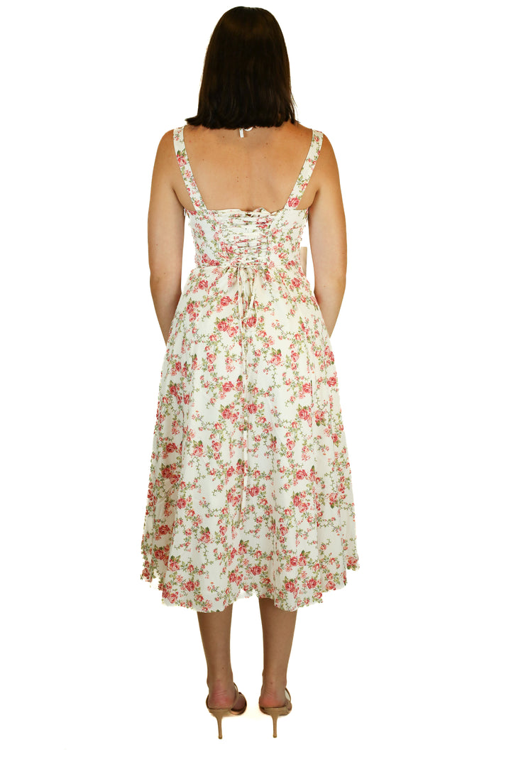 commense floral corset midi dress (M) NWT
