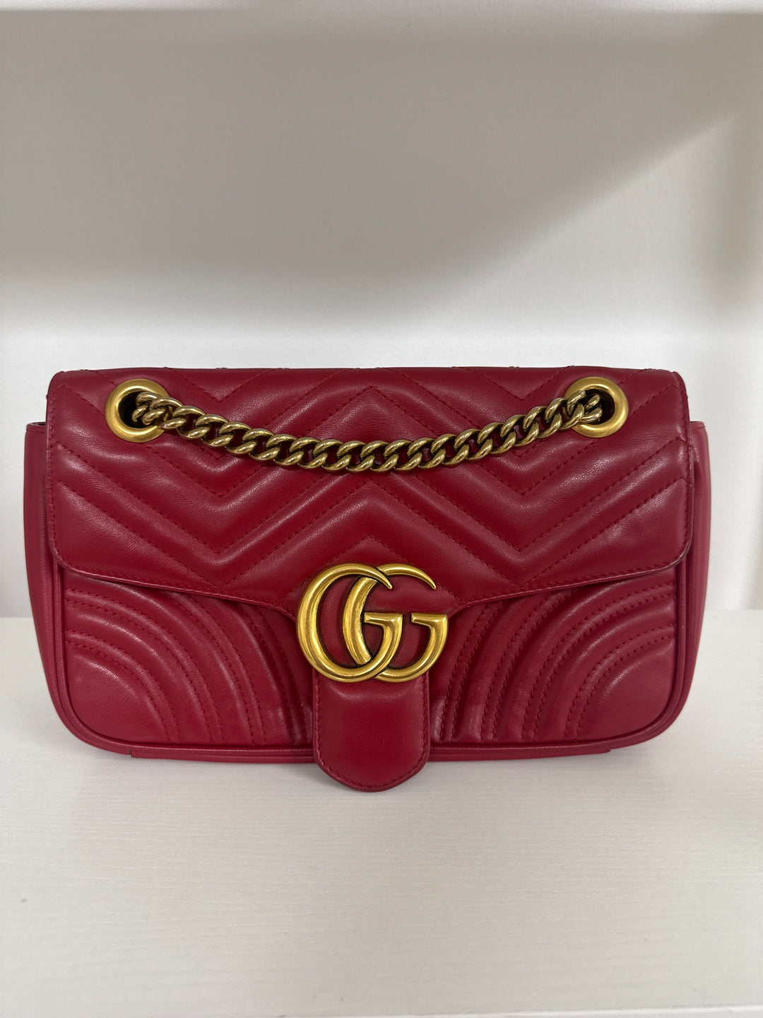 Gucci GG Marmont Crossbody in Red Leather (retail $2,850)