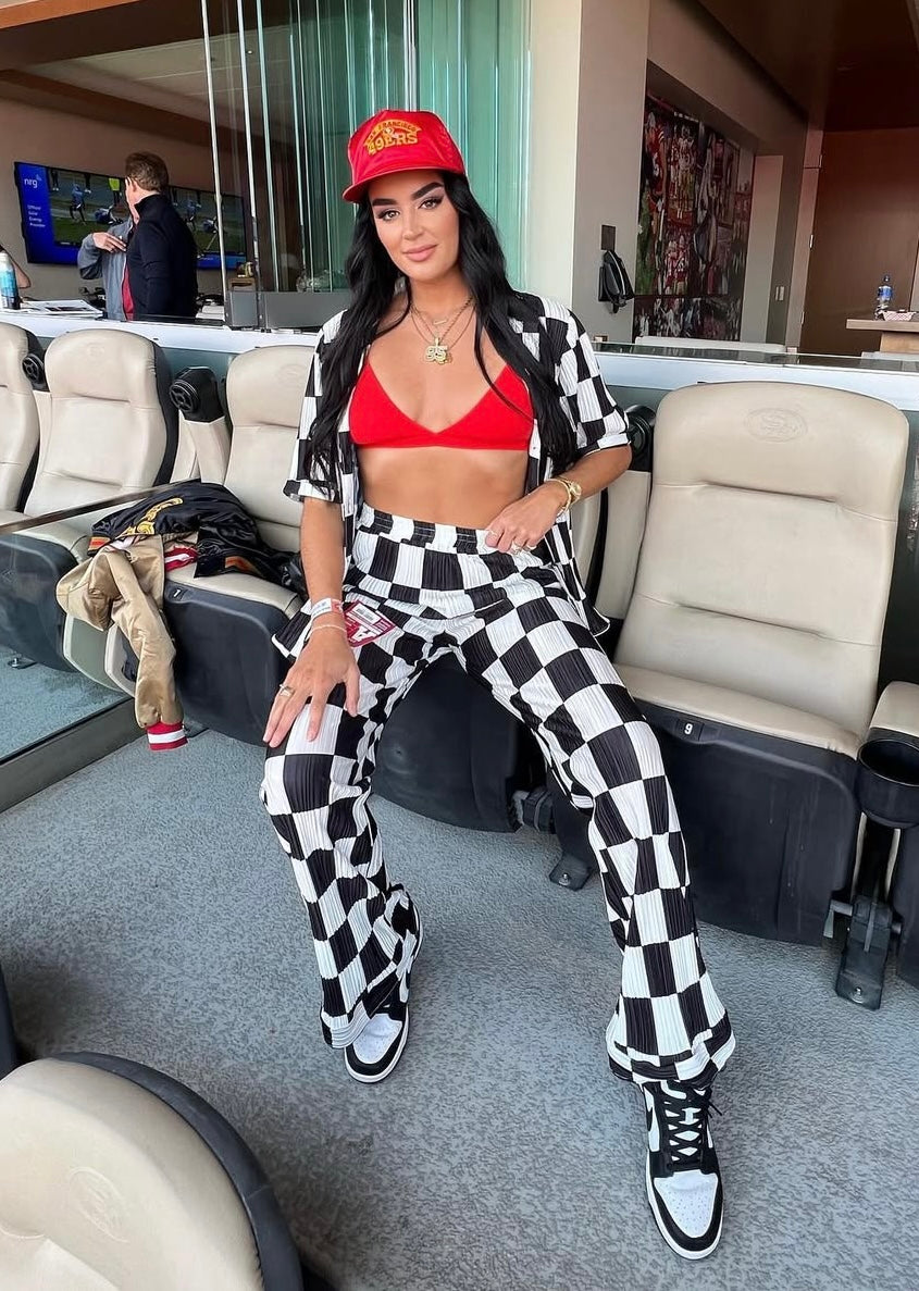 AUCTION lala black/white checkered set (L)- ends 5/20 at 8pm CT
