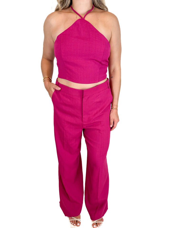Fashion Nova Pink Halter Top and Pant Set NWT (XL)