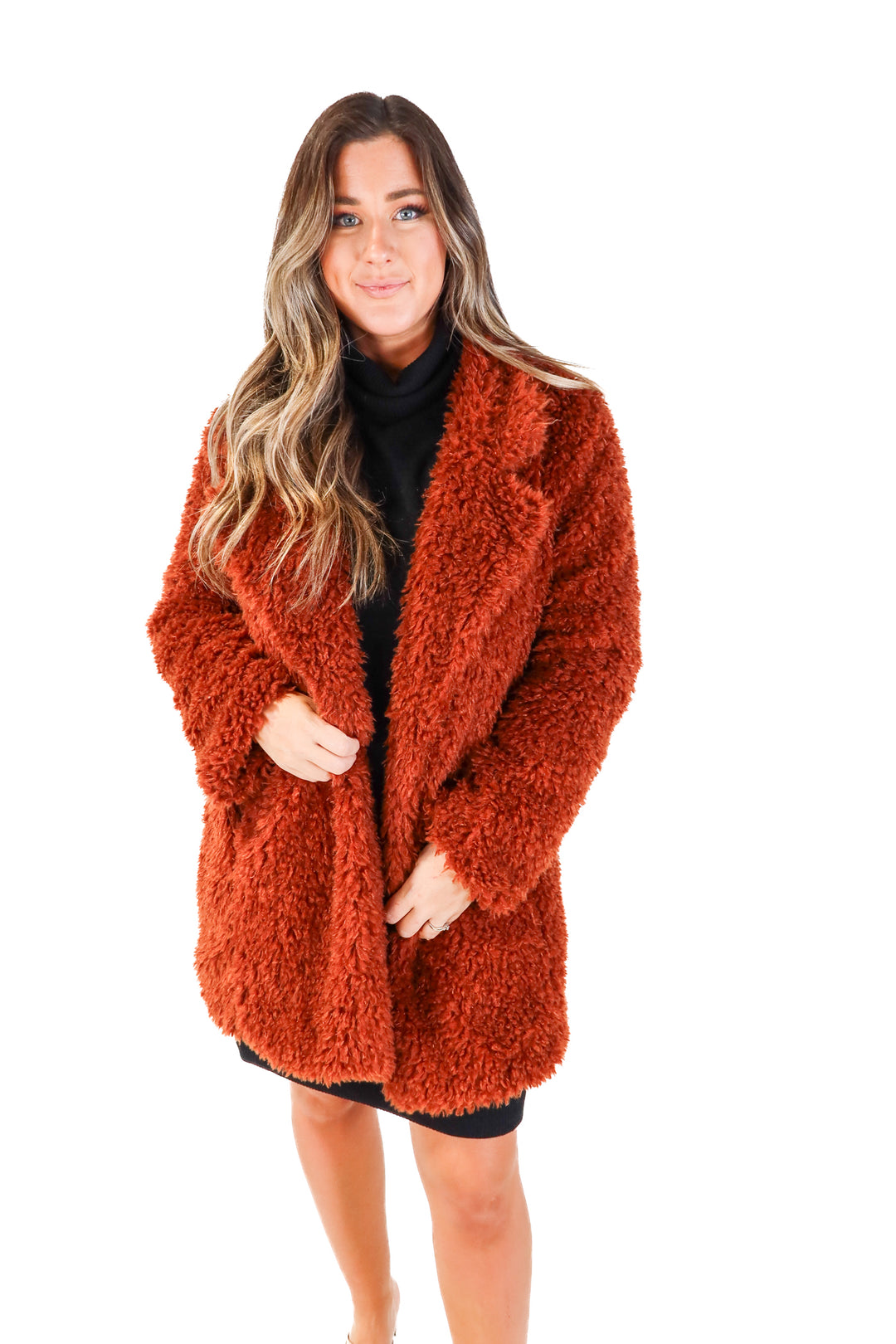 Cotton Candy LA rust fluffy coat (L)