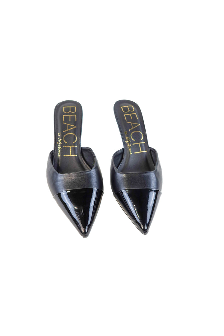 Beach by Matisse black leather/patent kitten heels (10)