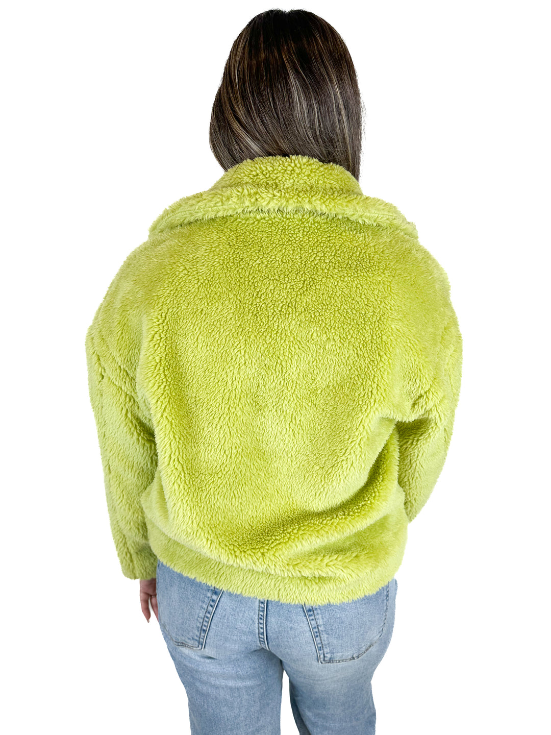 Olivaceous Green Faux Fur Jacket (S)